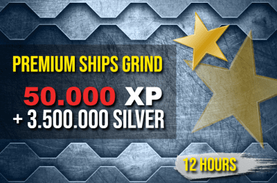 Farmen Sie auf Premium-Schiffe. 50.000 XP + 3.500.000 Credits in 12 Stunden.